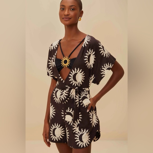 FARM RIO Black Sunny Moon Lenzing™ Ecovero™ Euroflax™ Romper - Picture 2 of 4